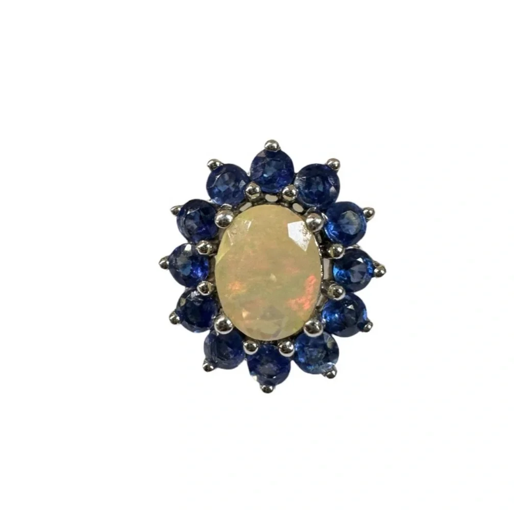 Vintage opal and tanzanite 925 silver ring
